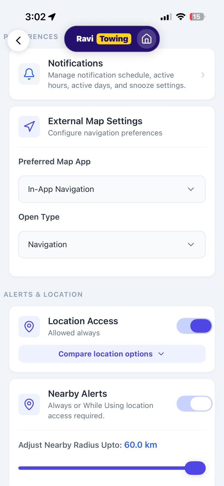 Ravi Towing mobile application overview