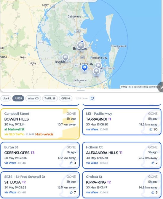 Ravi Towing tablet — incident map and leads list